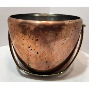 Vtg Spring Culinox Swiss Copper Ice Bucket Brass Handle Switzerland